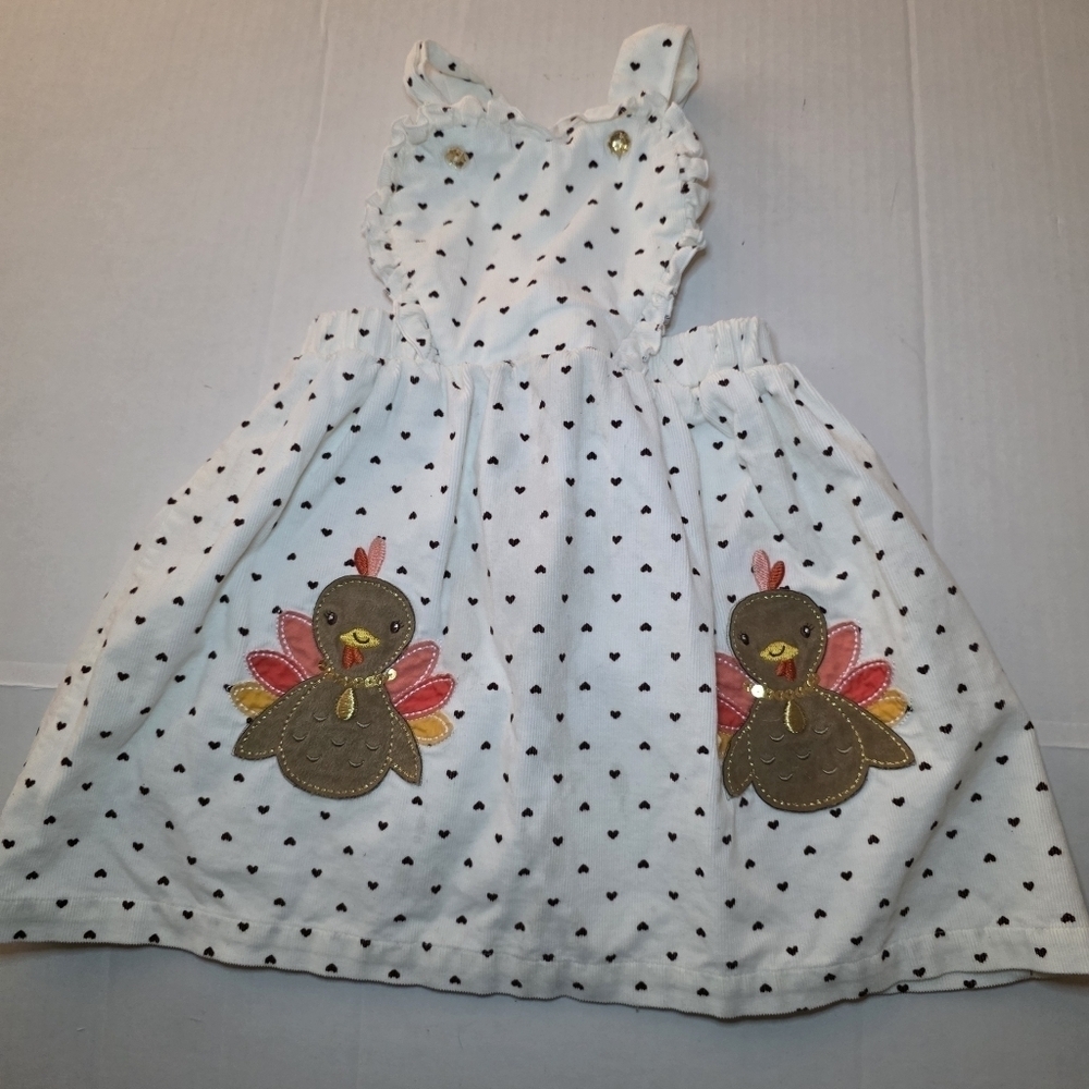 Blueberi Boulevard Thanksgiving Turkey Corduroy Jumper Dress Girls Size 3T